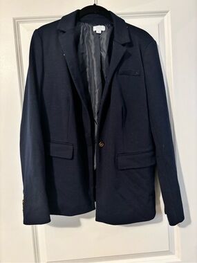 crown & ivy Navy Single-Button Sport Coat